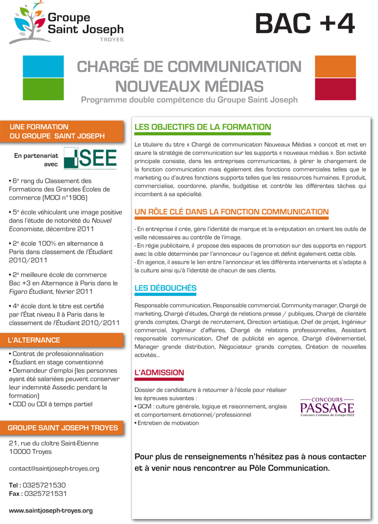 Bac +4 Chargé de Communication Nouveaux Medias
